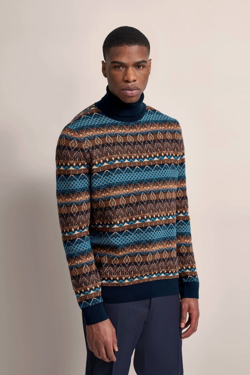 Fair Isle Jacquard Strick Rollkragenpullover
