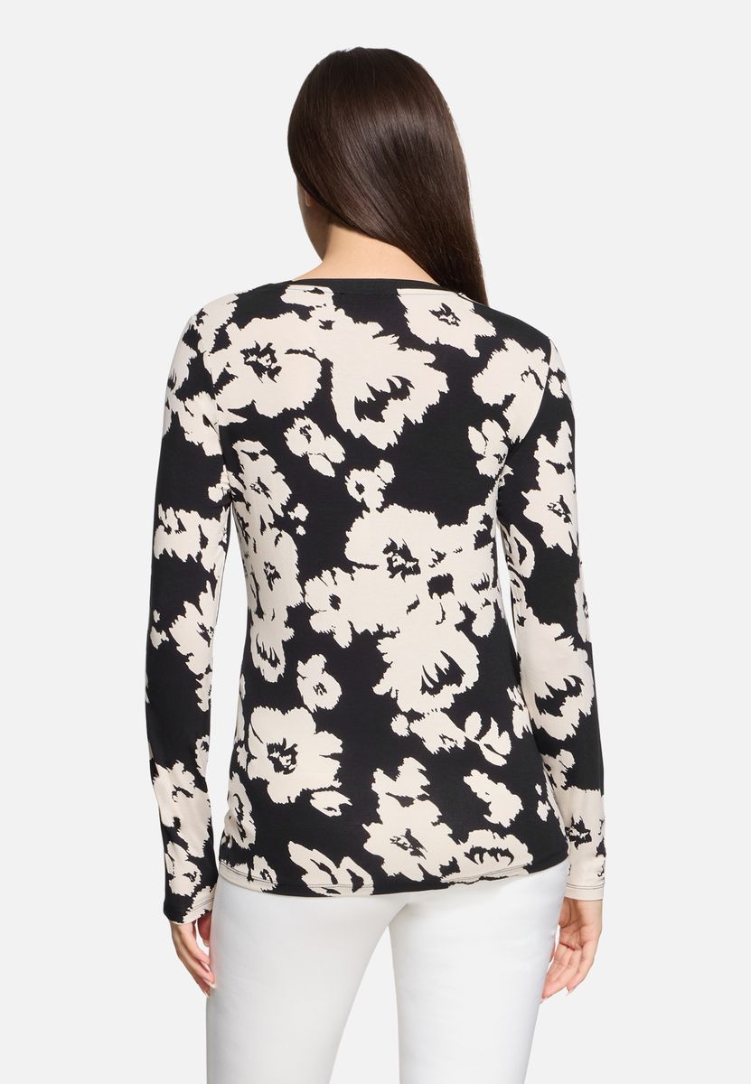 Basic Shirt mit Blumenmuster und langen Ärmeln