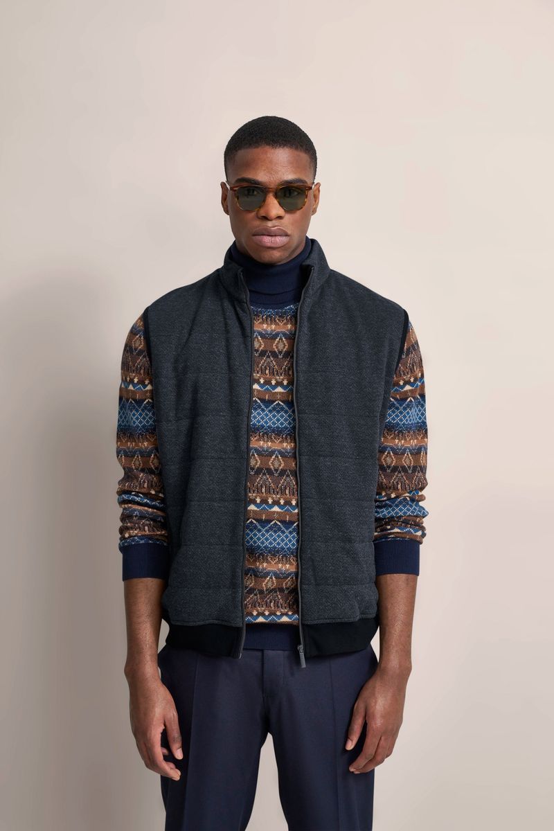 Ärmellose Fischgrät-Steppweste mit Kragen