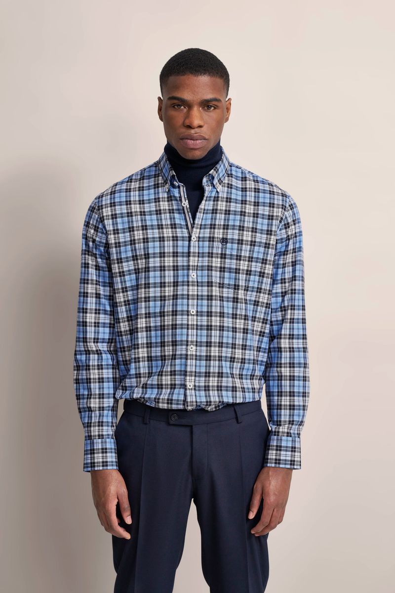 Plaid Oxford Freizeithemd mit Knopfleiste