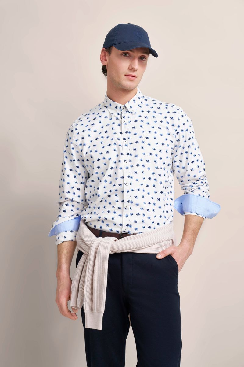 Bedrucktes Oxford-Baumwollhemd mit Knopfleiste