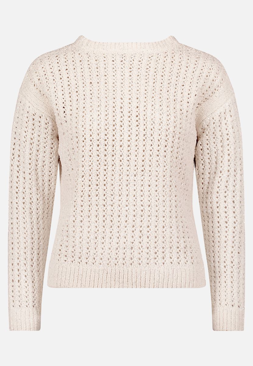 Grobstrick-Pullover mit Lochmuster