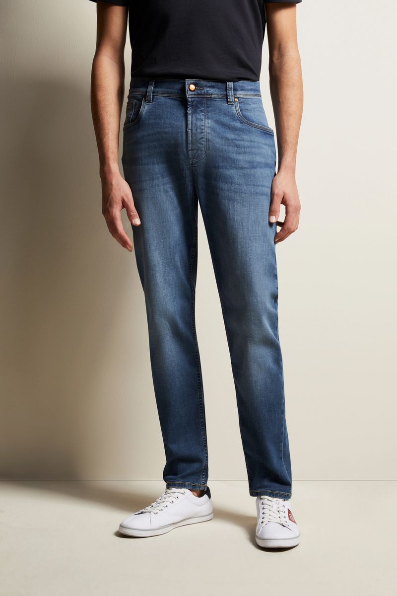 Blaue Used-Look Flexcity Jeans