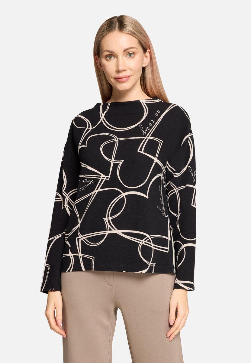 Sweatshirt mit abstraktem Print und langen Ärmeln