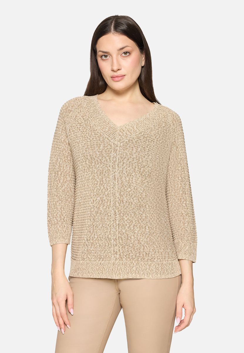 Eleganter Struktur Strickpullover mit V-Ausschnitt