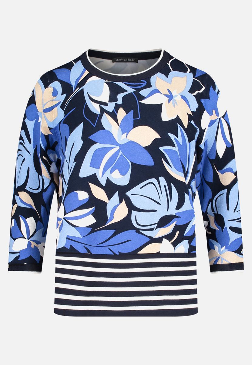 Feinstrickpullover mit Blumenmuster