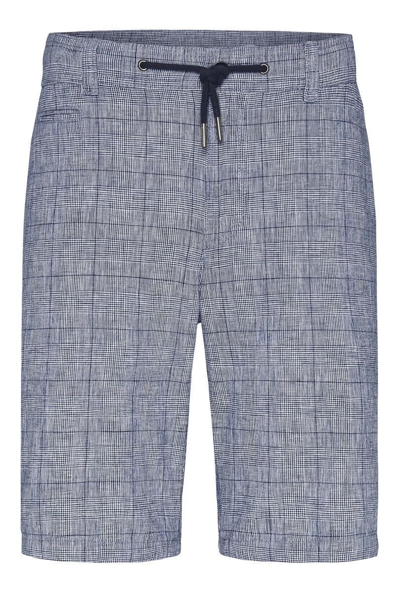 Karierte Baumwoll-Leinen Bermuda-Shorts