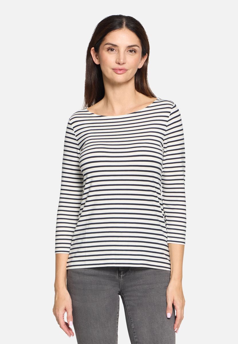 Gestreiftes 3/4-Arm Basic Shirt