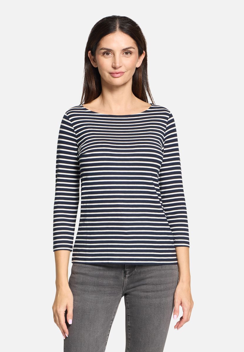 Gestreiftes 3/4-Arm Basic Shirt