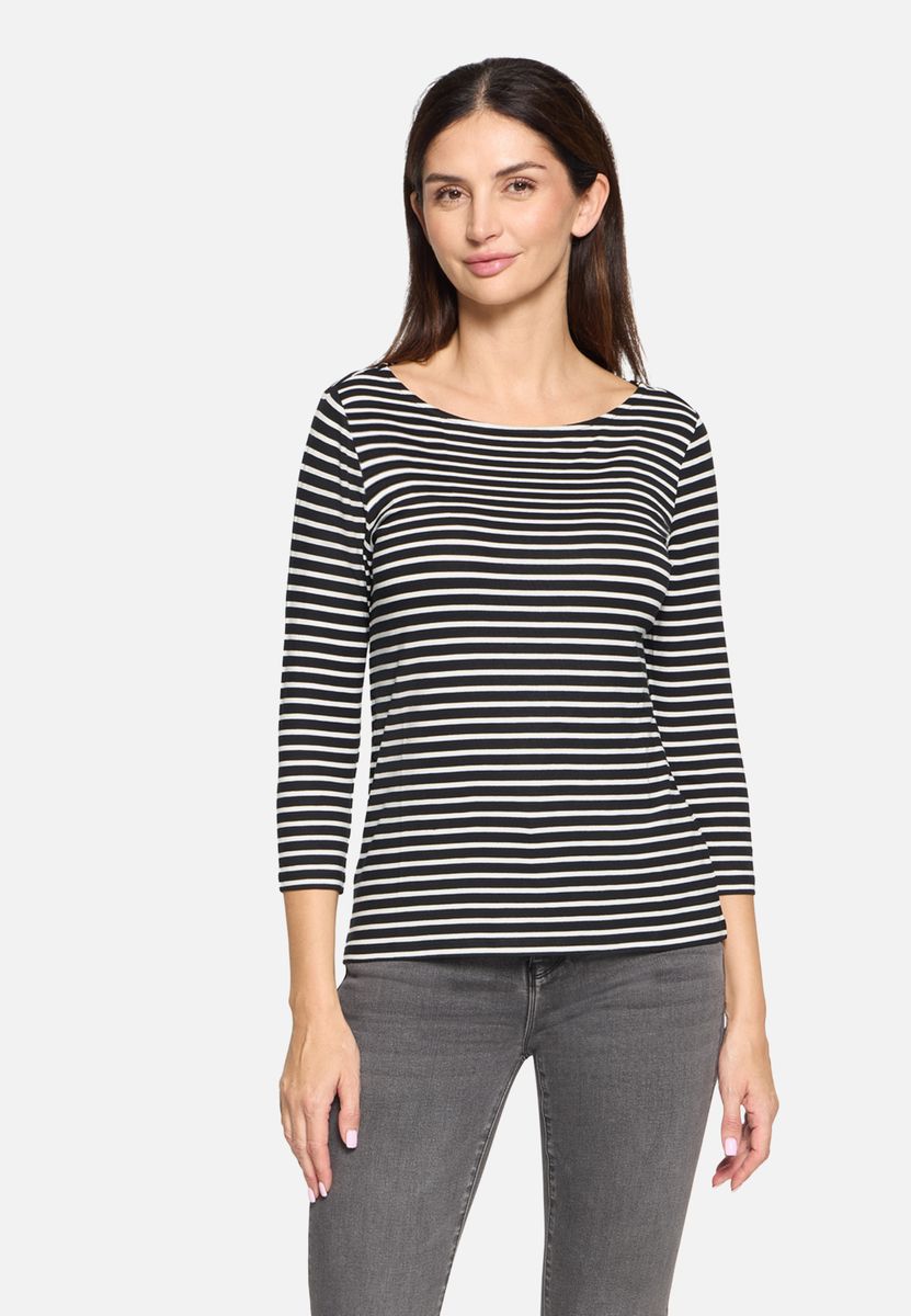 Gestreiftes 3/4-Arm Basic Shirt