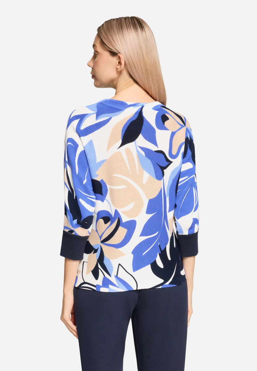 Strickpullover mit tropischem Print