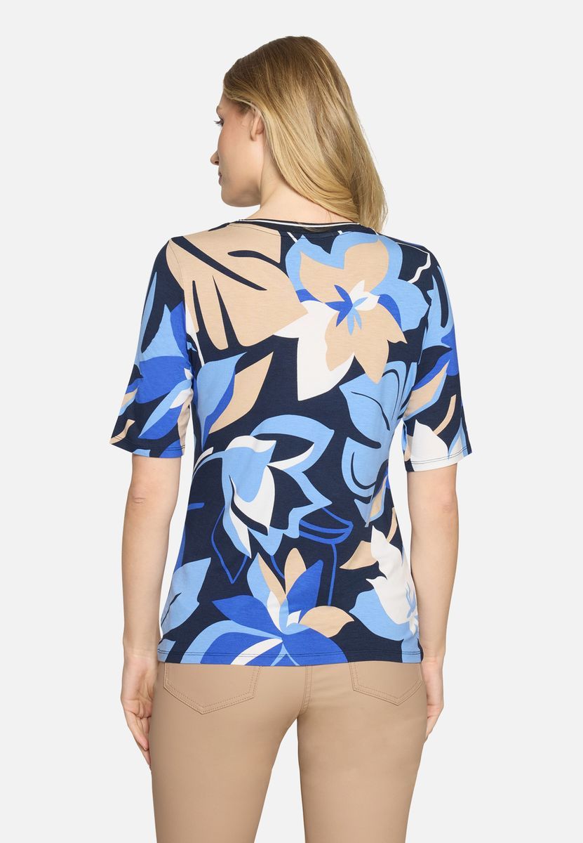 Figurbetontes Basic-Shirt mit Blumendruck