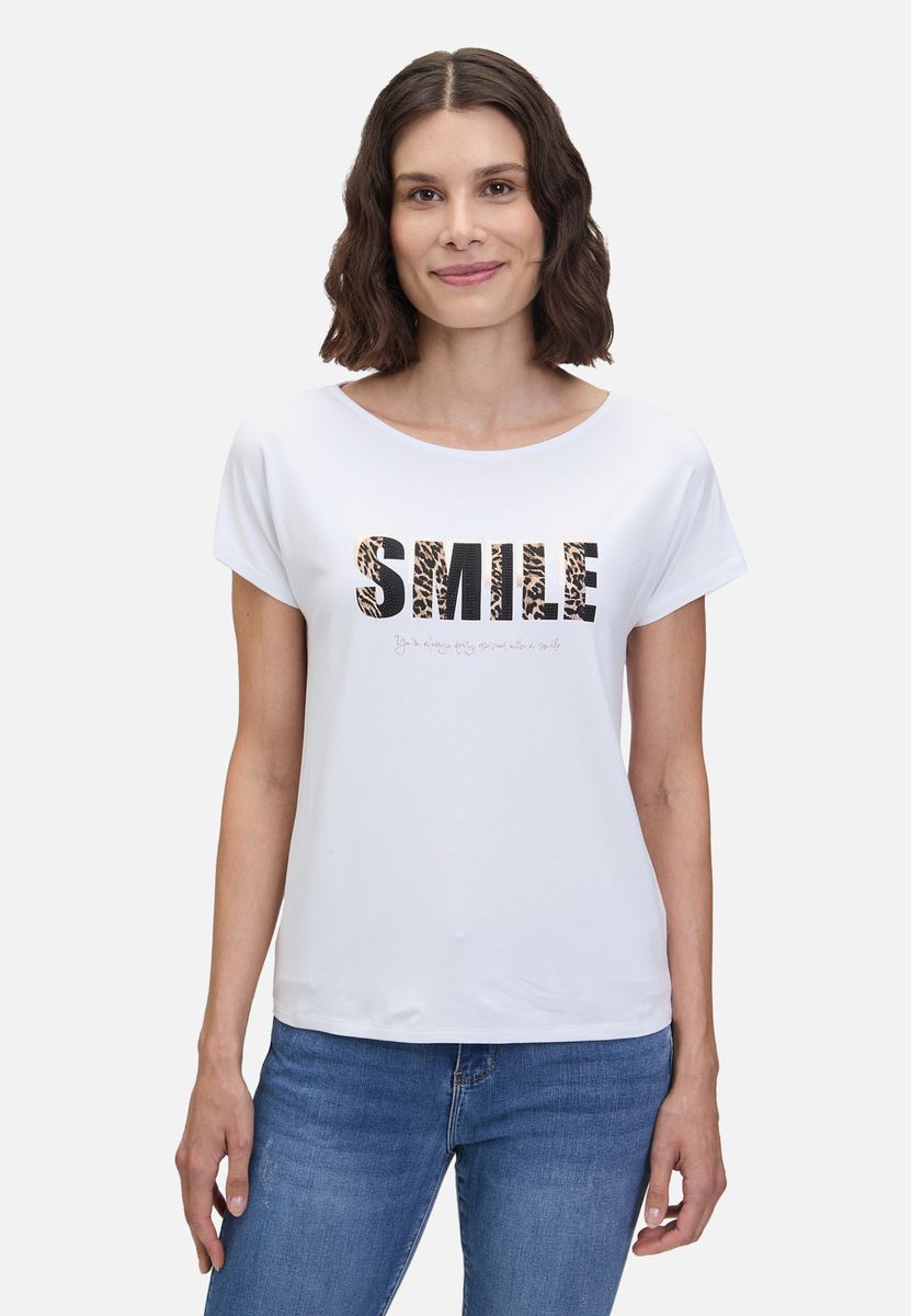 T-Shirt mit Grafikprint und Baumwollmischung