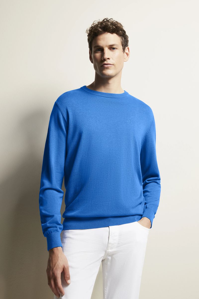 Klassischer Baumwollpullover mit Rundhalsausschnitt