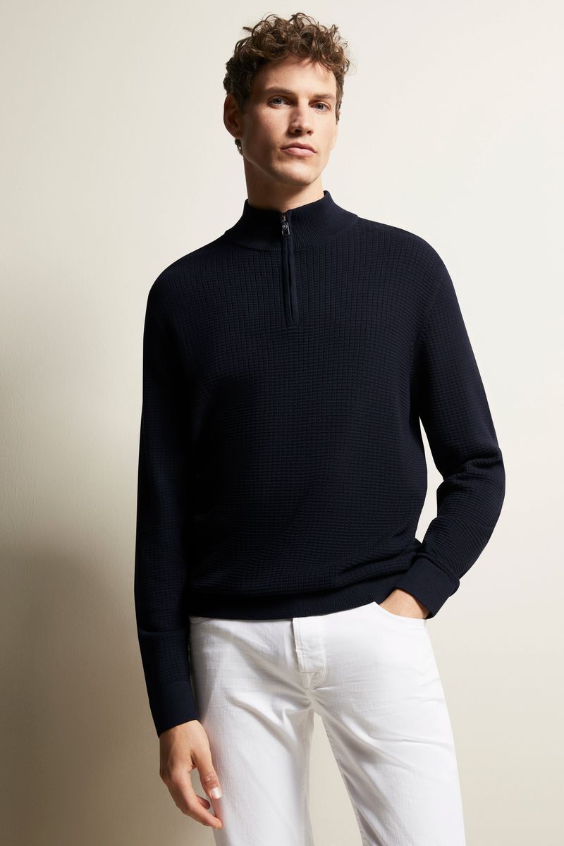 Strukturierter Strick Troyer mit Reißverschluss