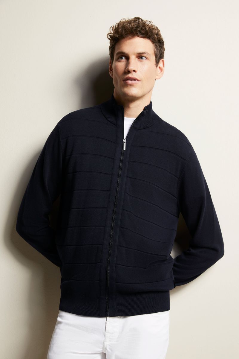 Strickjacke mit Struktur-Reißverschluss