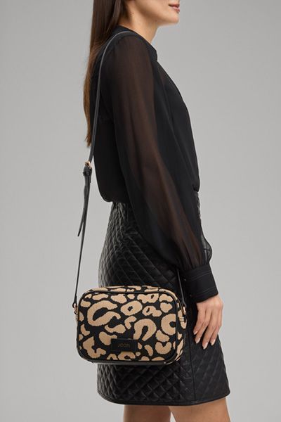 JOOP! Cloe Schultertasche mit Animal-Print Schwarz und Beige