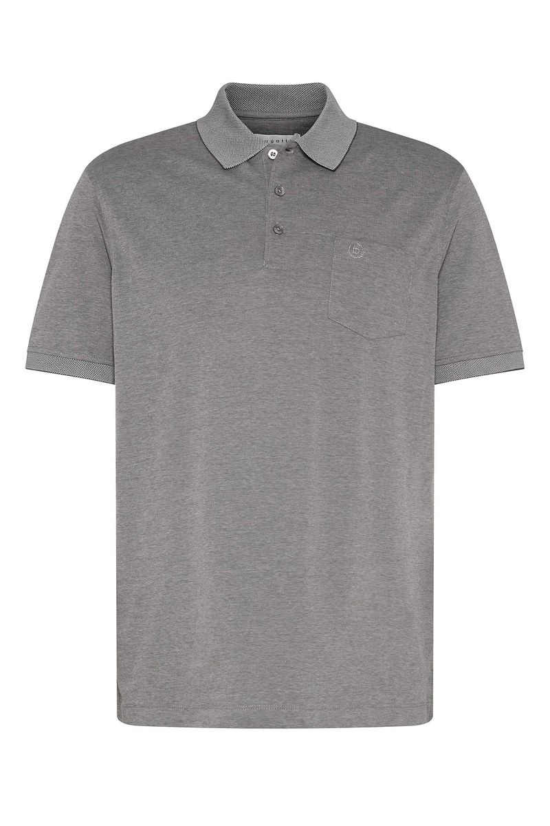 Weiches graues Baumwoll-Piqué-Poloshirt