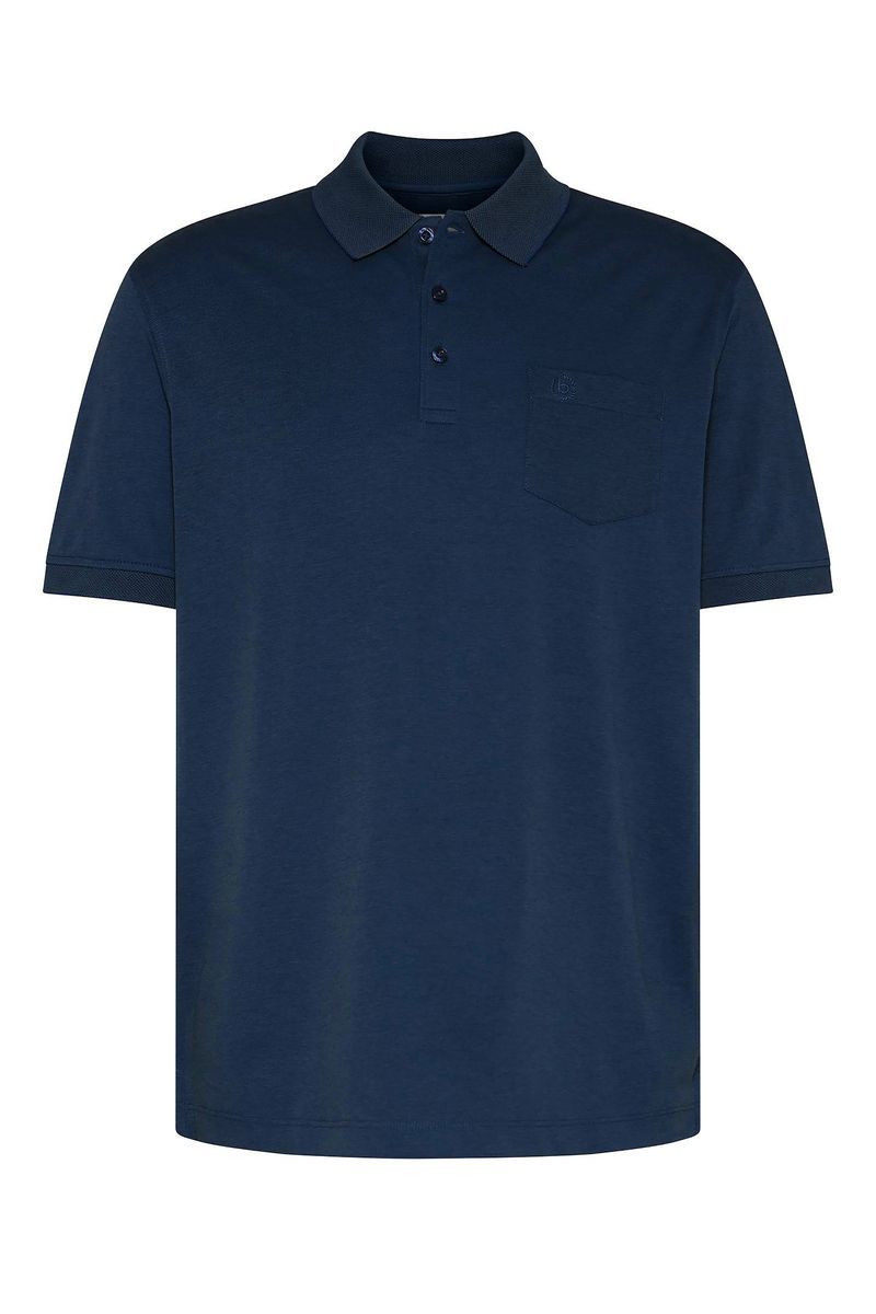 Klassisches Marineblaues Soft-Polohemd mit Tasche