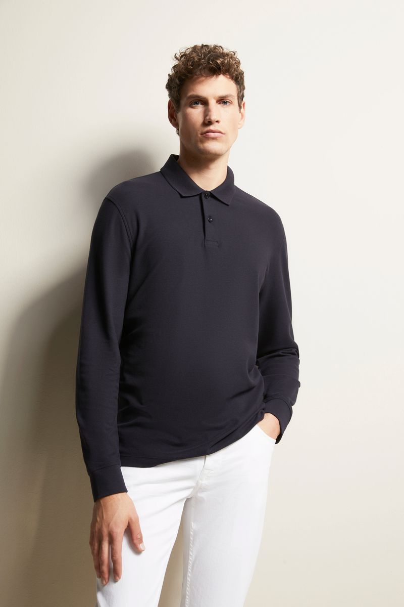 Langärmliges Baumwoll-Poloshirt