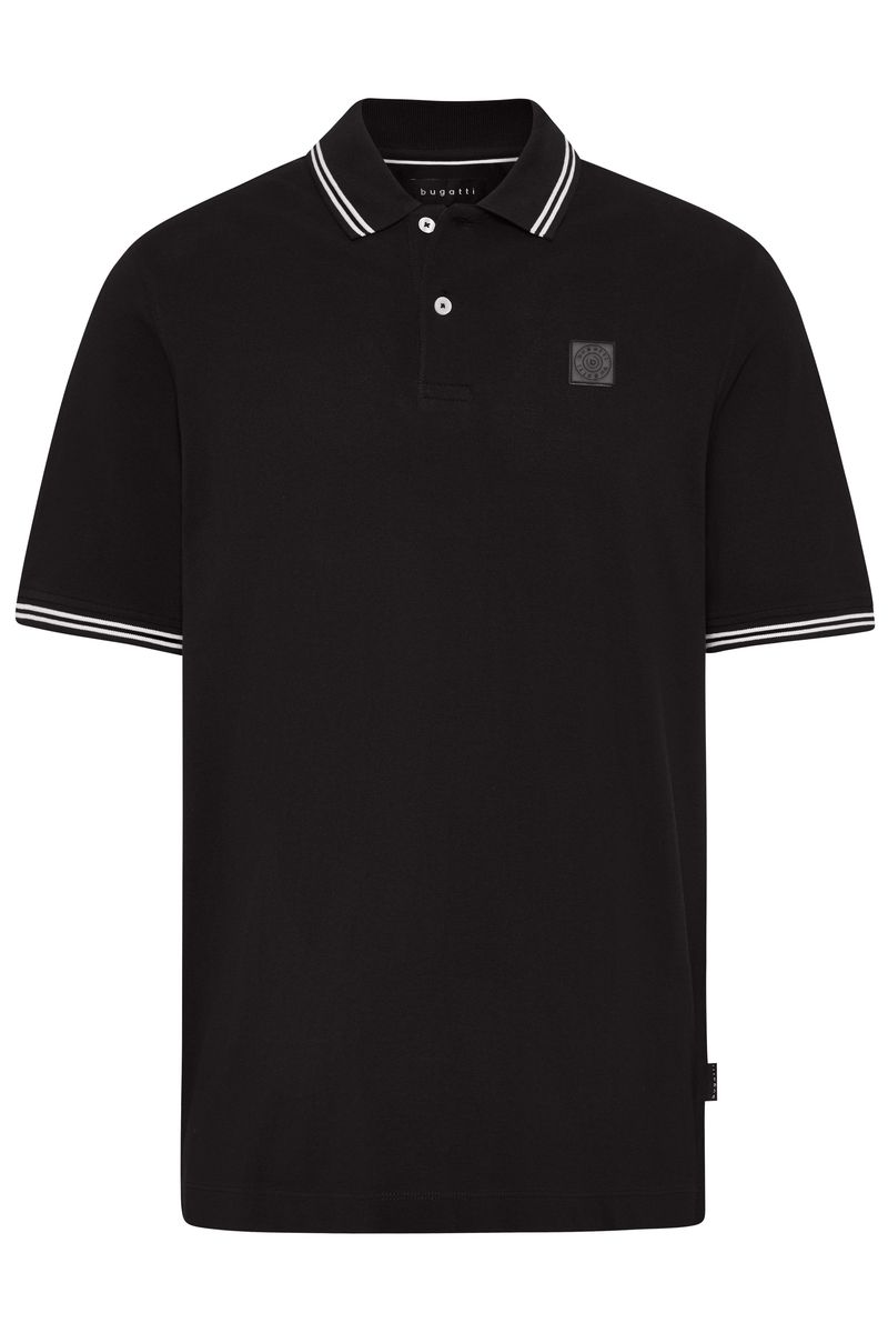 Schwarzes Poloshirt mit Kontrastbesatz
