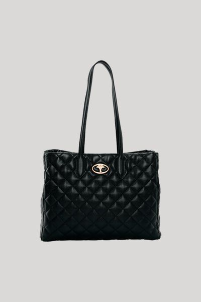 Bellagio Sila Schwarze Gesteppte Tote Bag mit Logo-Charm