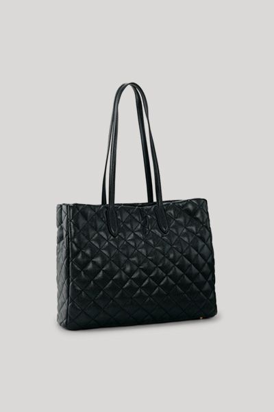 Bellagio Sila Schwarze Gesteppte Tote Bag mit Logo-Charm