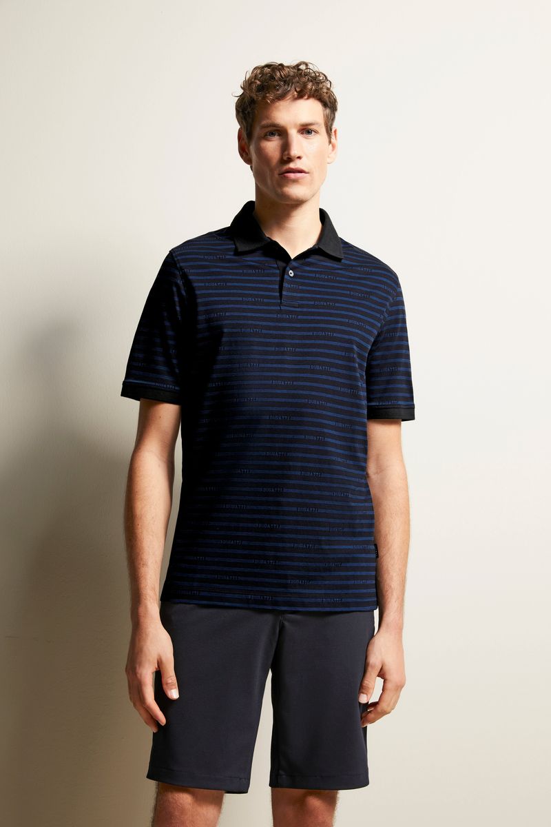 Gestreiftes Baumwoll-Polohemd mit Logo
