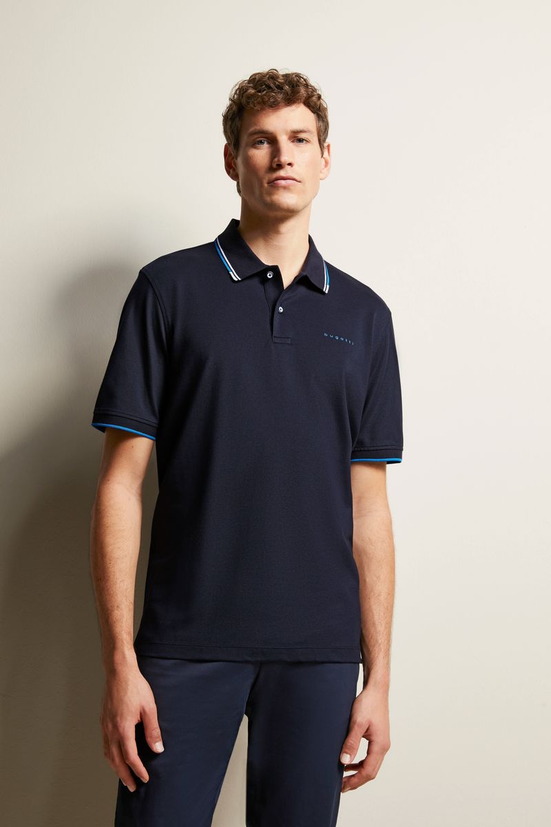 Piqué-Polohemd mit Kontrastbesatz