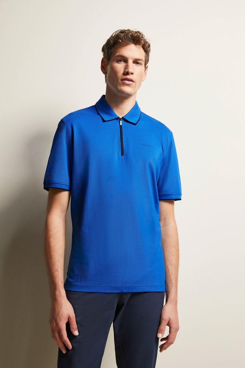 Modernes Piqué-Poloshirt mit Reißverschluss