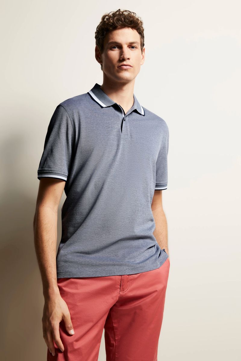 Herren Zweifarbige Textur Polohemd