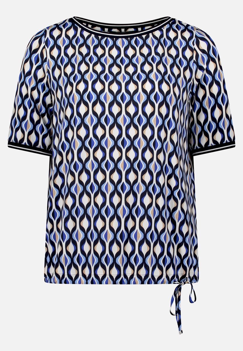 T-Shirt mit abstraktem Muster und Bindedetail