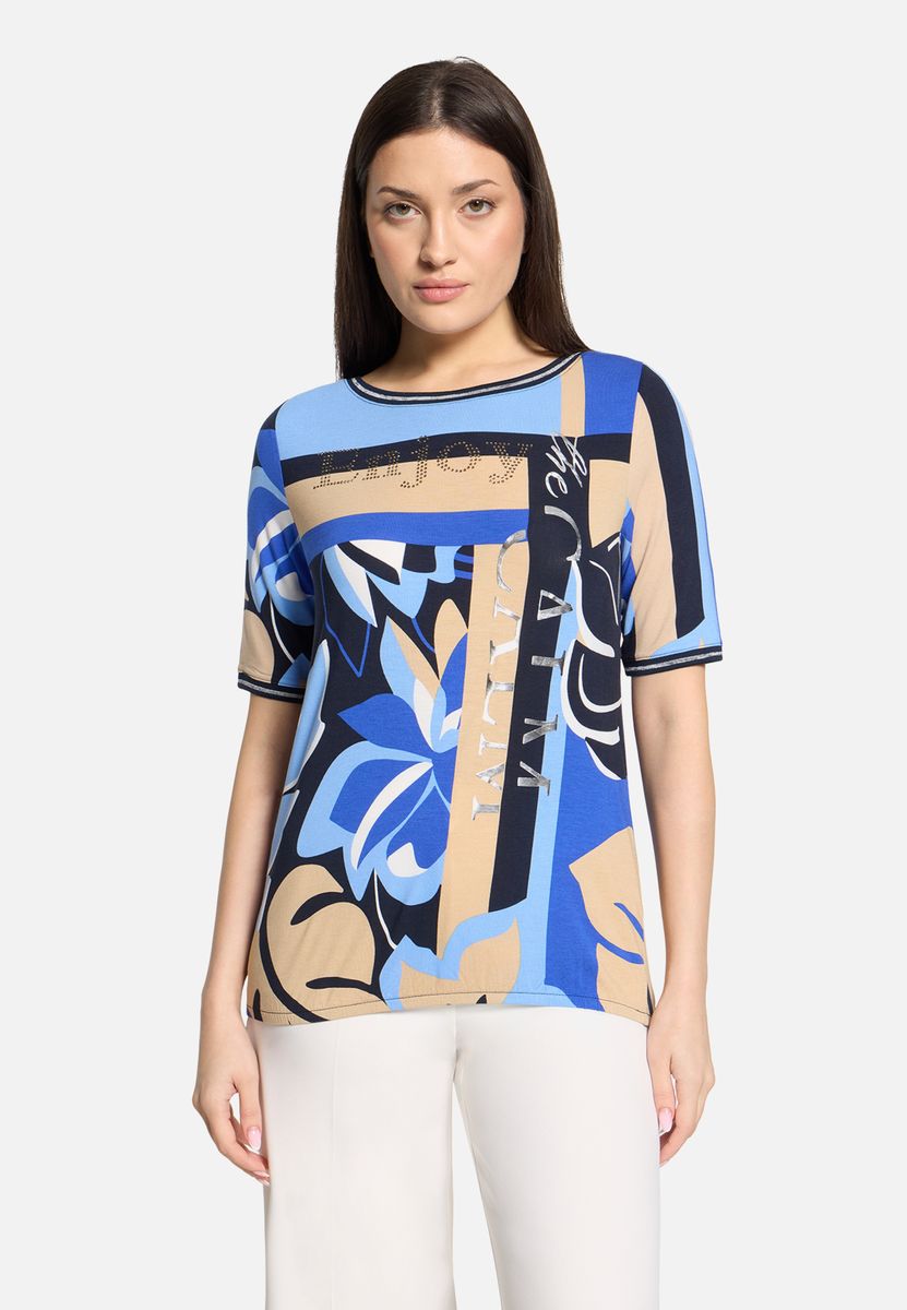 T-Shirt mit abstraktem Muster und Bindedetail