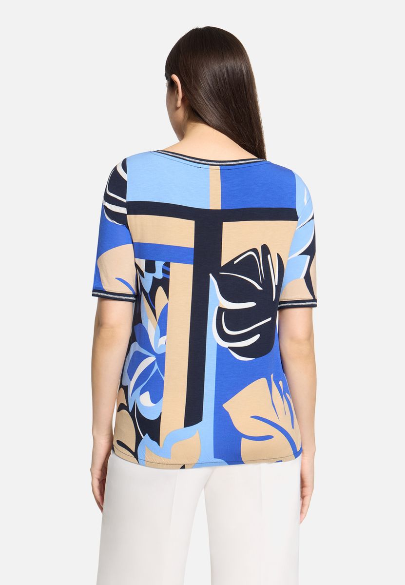 T-Shirt mit abstraktem Muster und Bindedetail