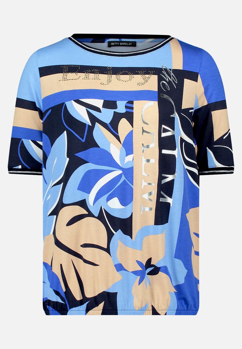 T-Shirt mit abstraktem Muster und Bindedetail