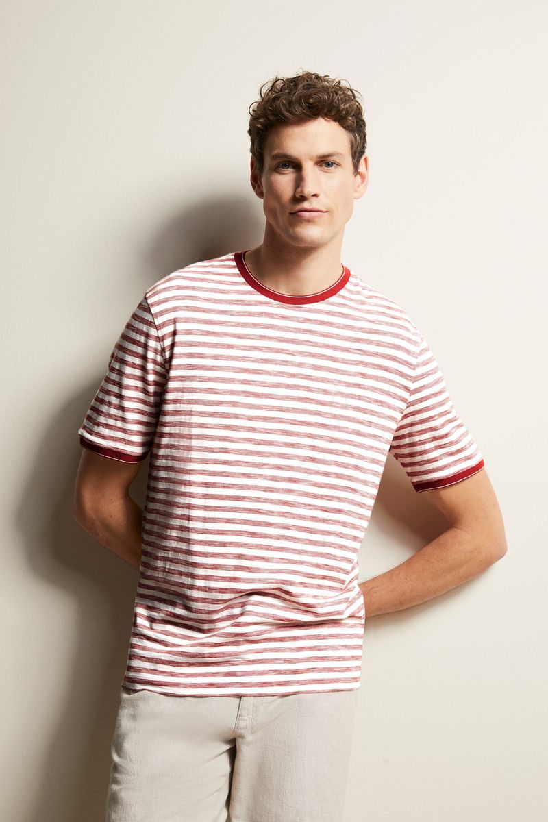 Baumwoll-T-Shirt mit Fineliner-Streifen