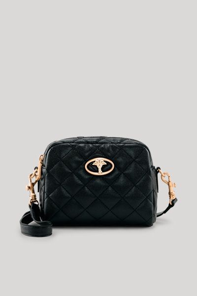 Bellagio Cloe Schwarze Gesteppte Schultertasche mit goldenem Logo-Detail