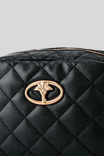 Bellagio Cloe Schwarze Gesteppte Schultertasche mit goldenem Logo-Detail