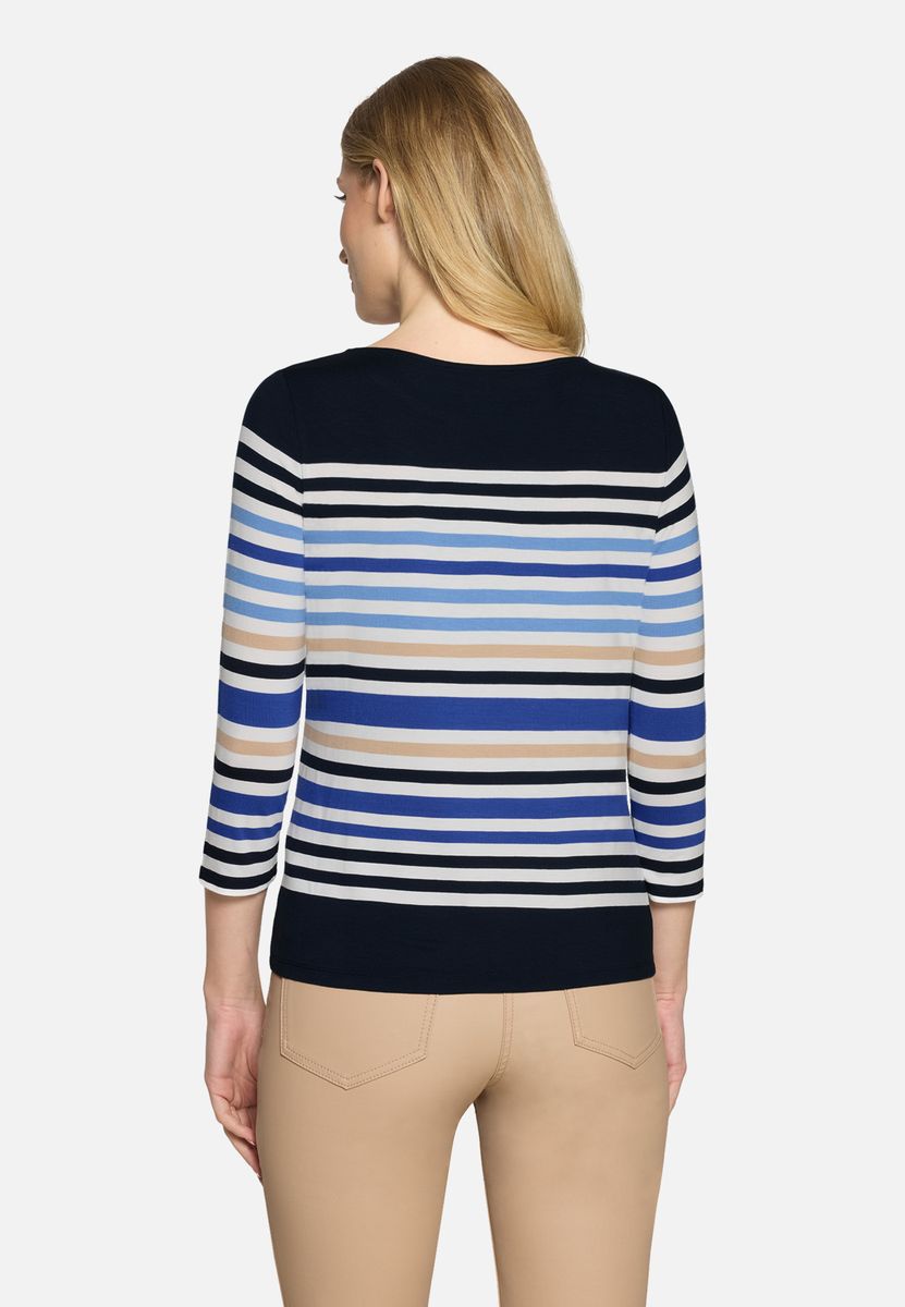 Gestreiftes 3/4-Arm-Shirt mit U-Boot-Ausschnitt
