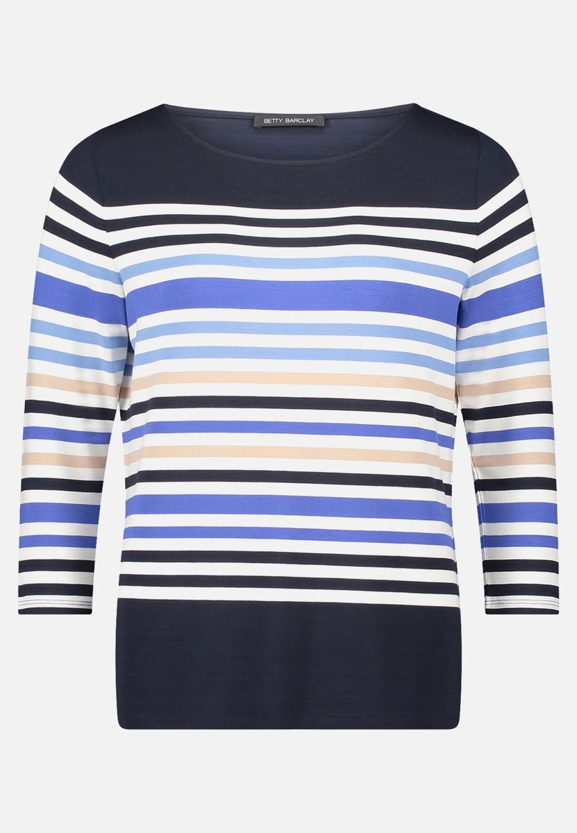 Gestreiftes Basic-Top mit Dreiviertelärmeln