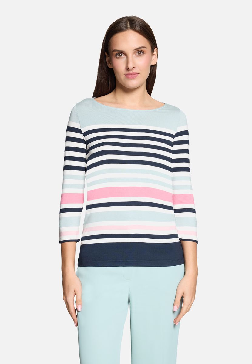 Gestreiftes Basic-Top mit Dreiviertelärmeln
