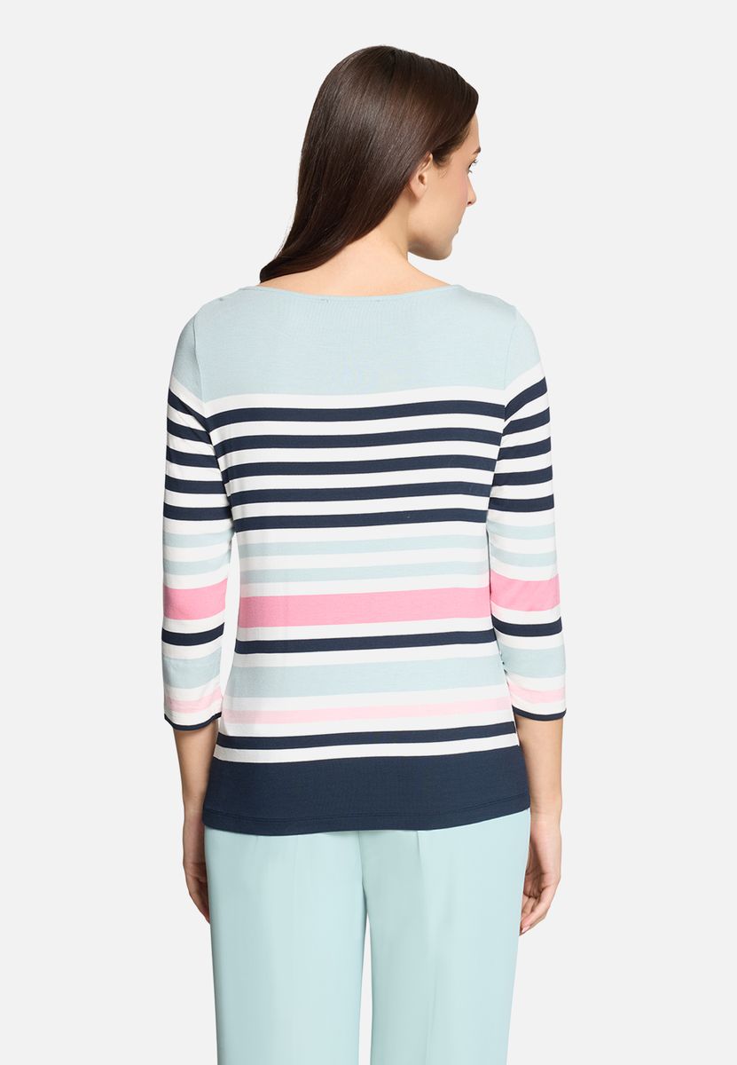 Gestreiftes Basic-Top mit Dreiviertelärmeln