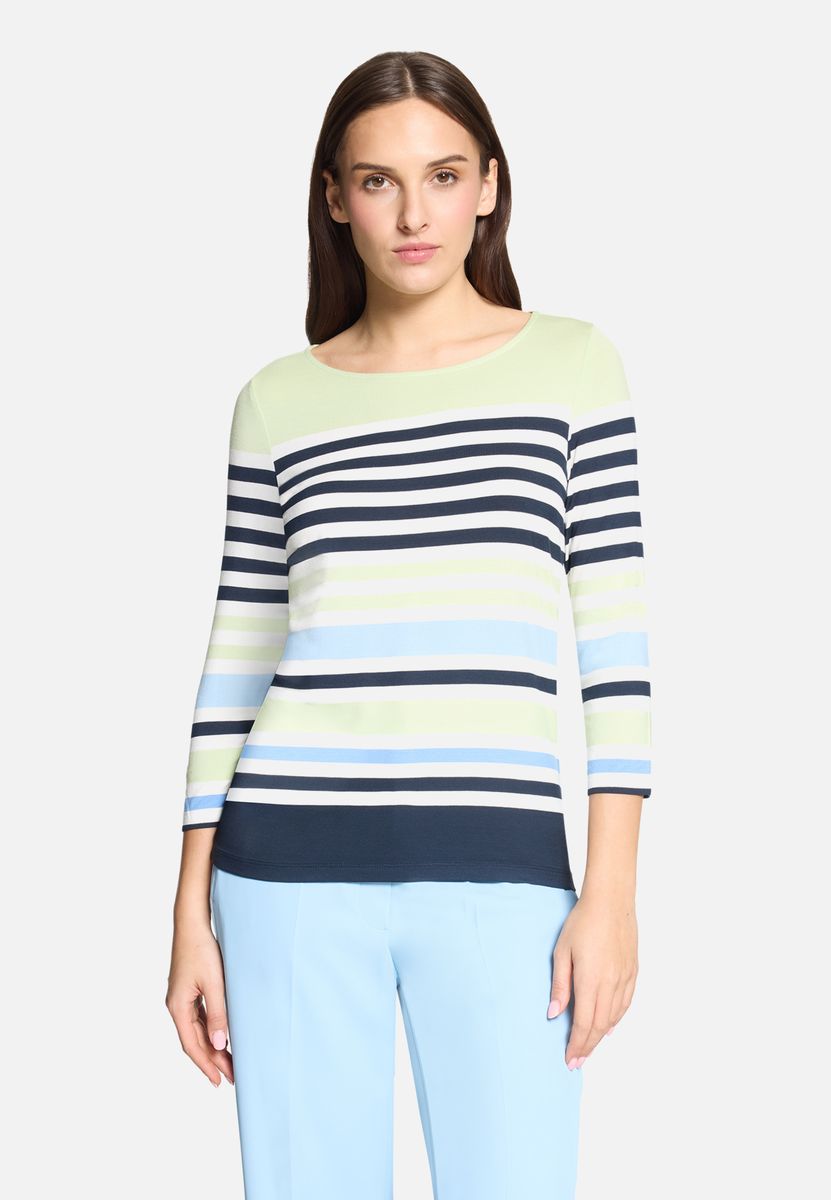 Gestreiftes Basic-Top mit Dreiviertelärmeln