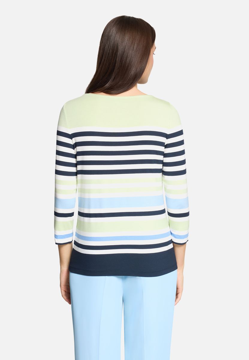 Gestreiftes Basic-Top mit Dreiviertelärmeln