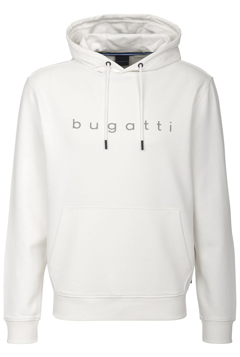 Ecru Kapuzenpullover mit Logo-Print