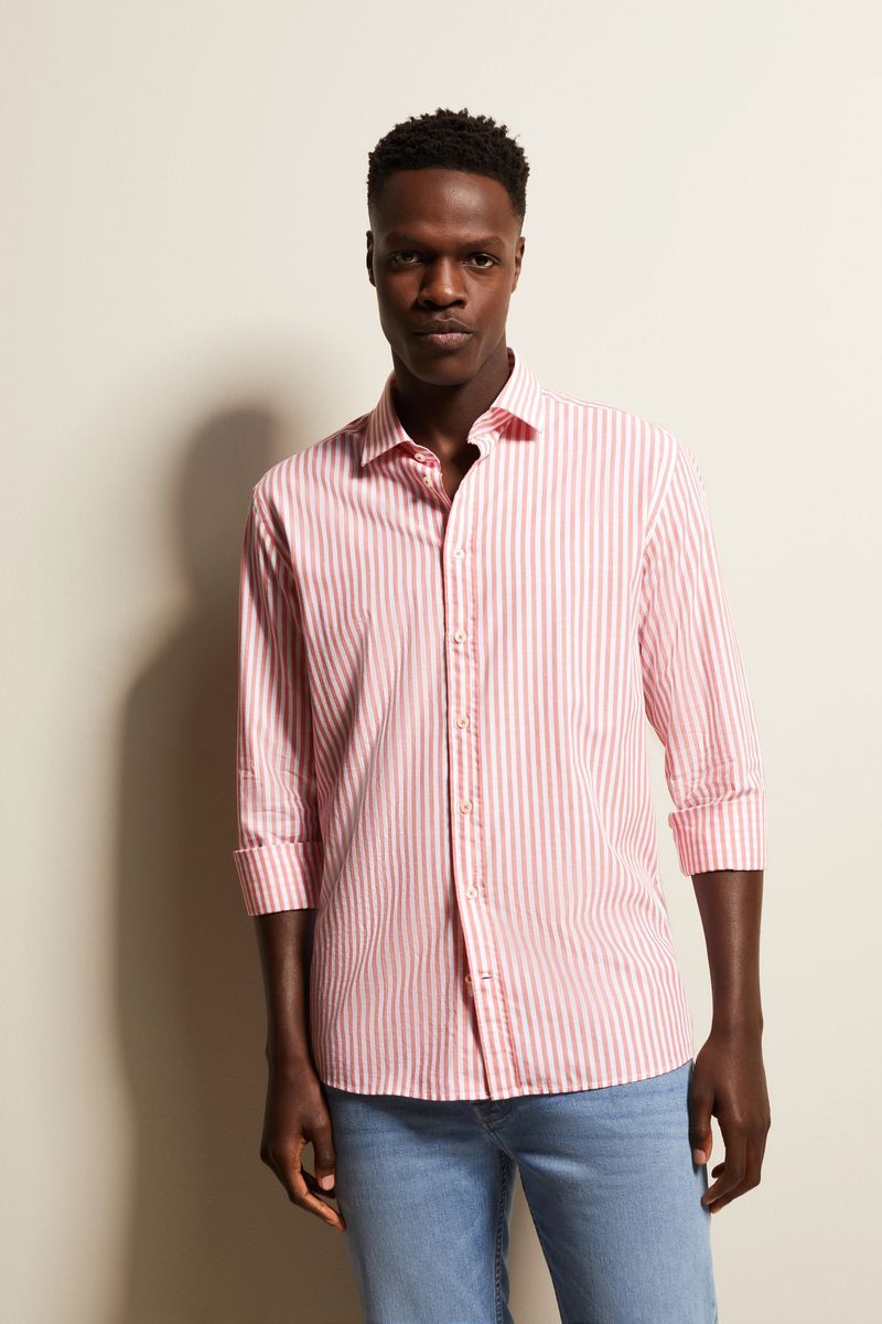Gestreiftes Baumwoll Freizeithemd