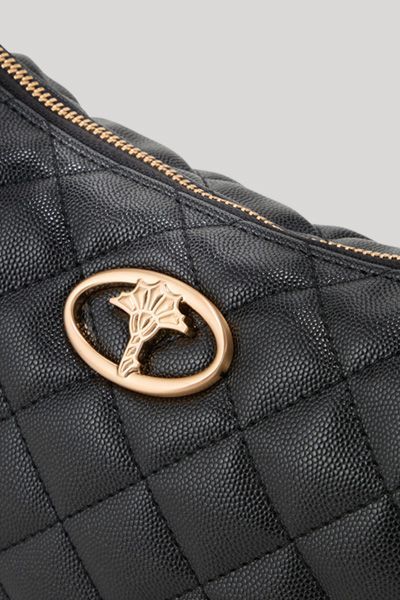 JOOP! Bellagio Ivy Schwarze Gesteppte Crescent Schultertasche mit Logo