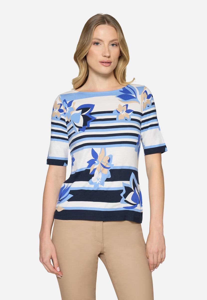 Basic Shirt mit Streifen und Blumenmuster