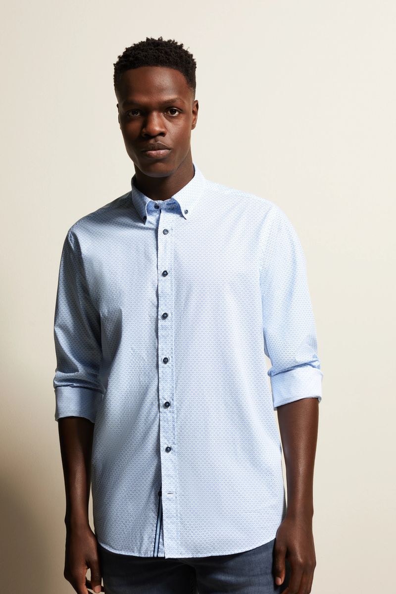 Bedrucktes Popeline-Baumwollhemd mit Knopfleiste