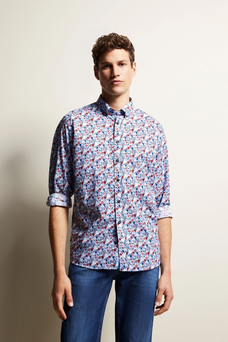 Popeline Hemd mit Blumenmuster